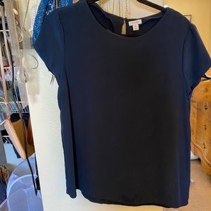Cuyana silk t shirt in navy blue